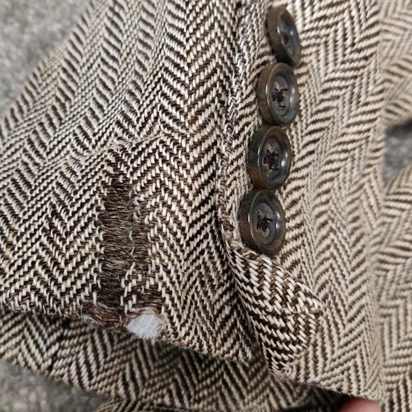 Men's J. Crew Blazer Brown Size 38R 100% Linen Ludlow Herringbone Old Money - Picture 10 of 11